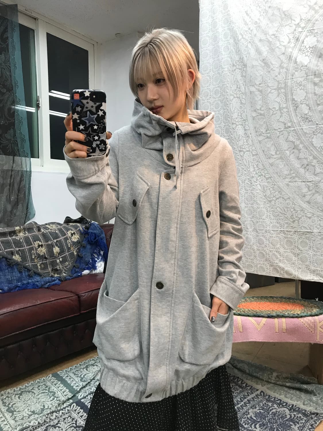 플라스틱아일랜드 하이넥 롱 후드집업  상품이미지2