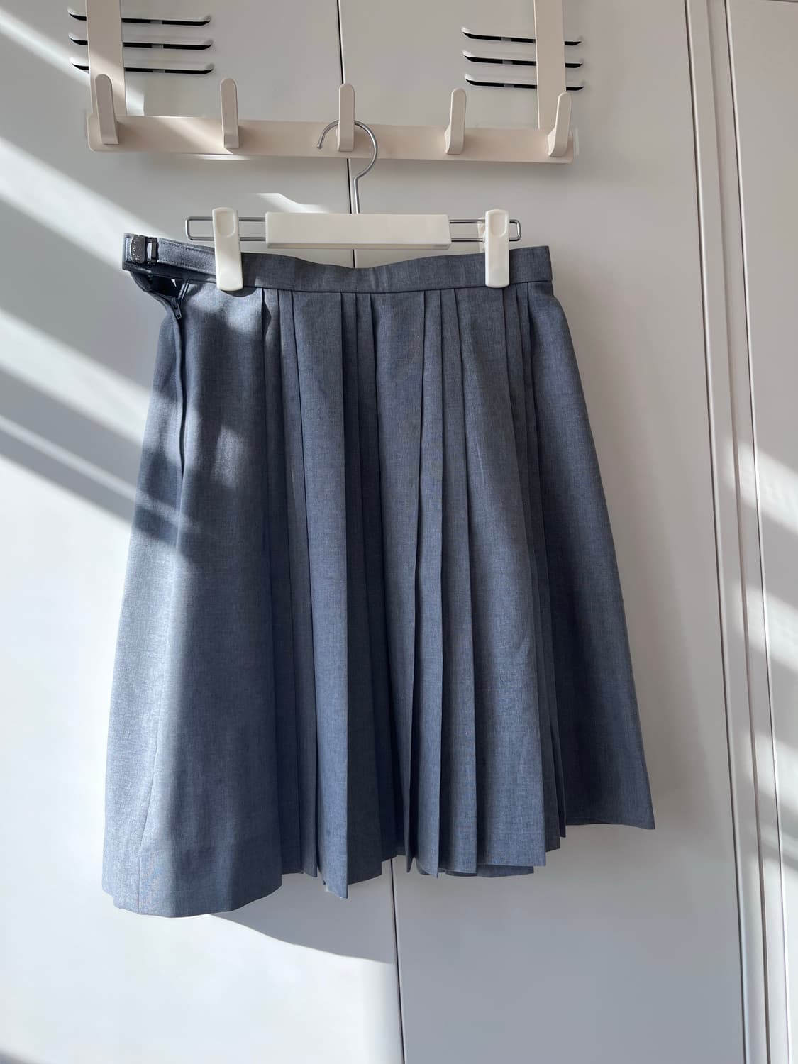 Japanese vintage  그레이 주름 플리츠 미디스커트 상품이미지3