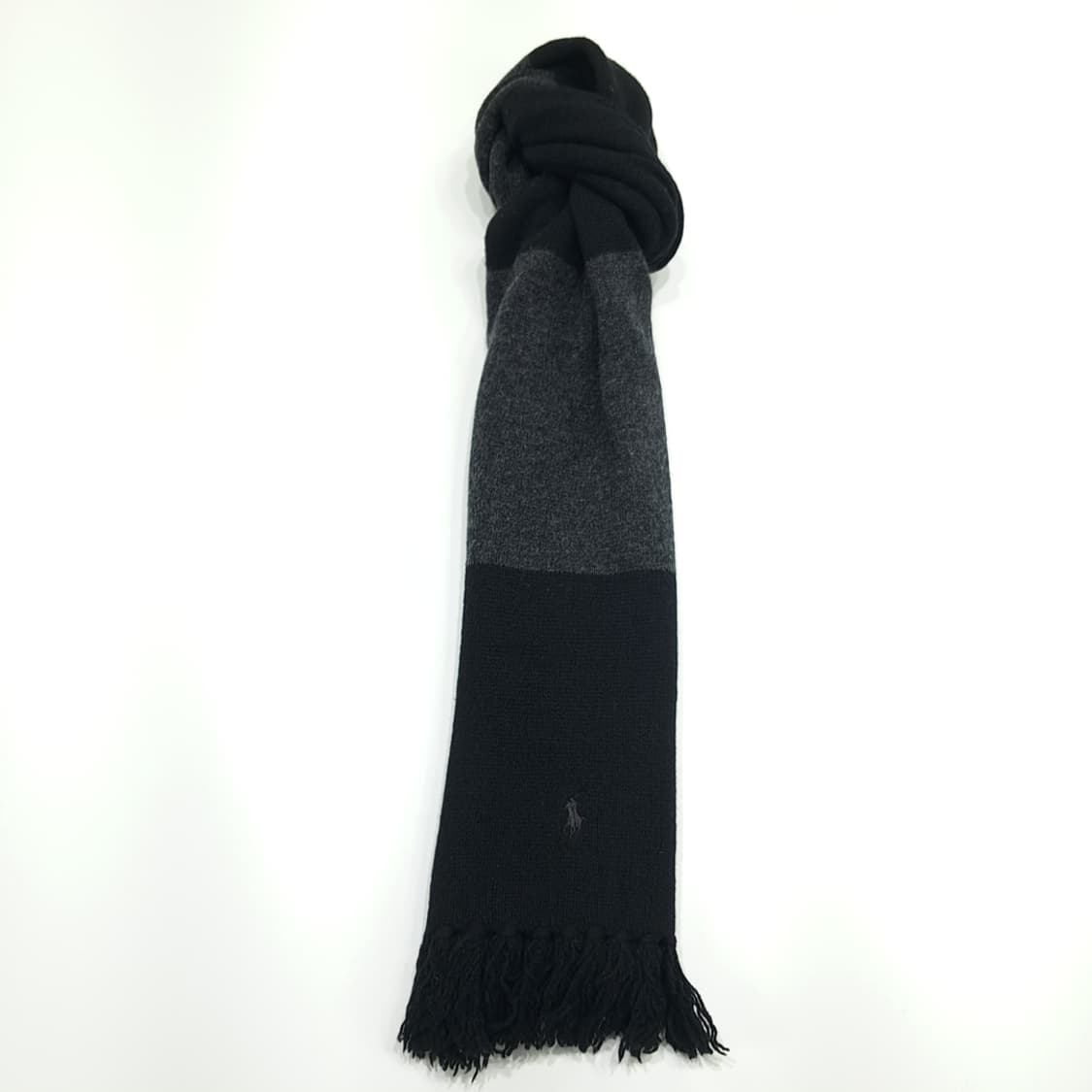 MX304 폴로 랄프로렌 블랙 그레이 투톤 램스울 니트 목도리 머플러 상품이미지4