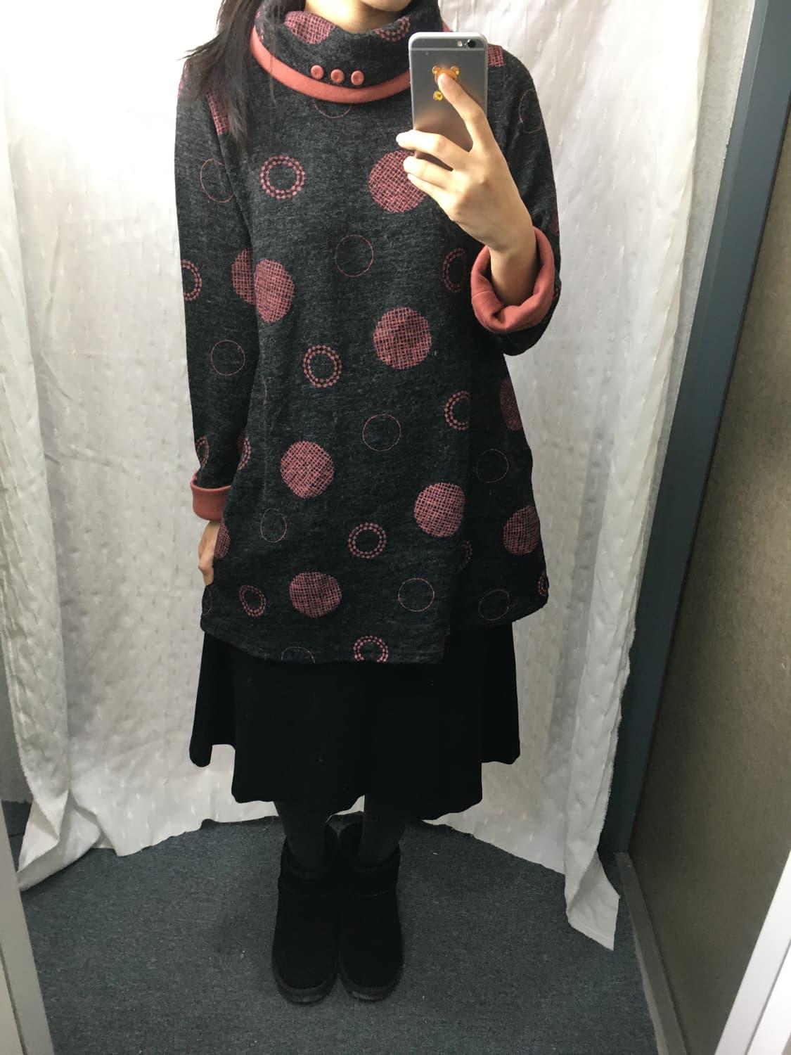 코랄핑크 도트 목폴라 티셔츠 상품이미지3