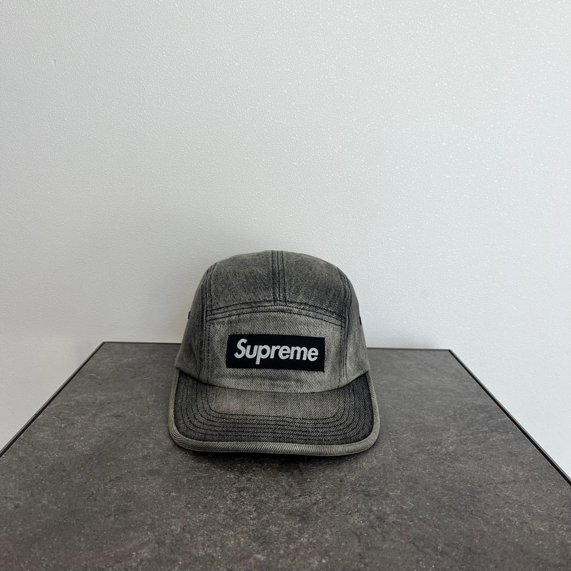 (OS) 슈프림 박스로고 캠프캡 모자 데님 블랙 상품이미지1