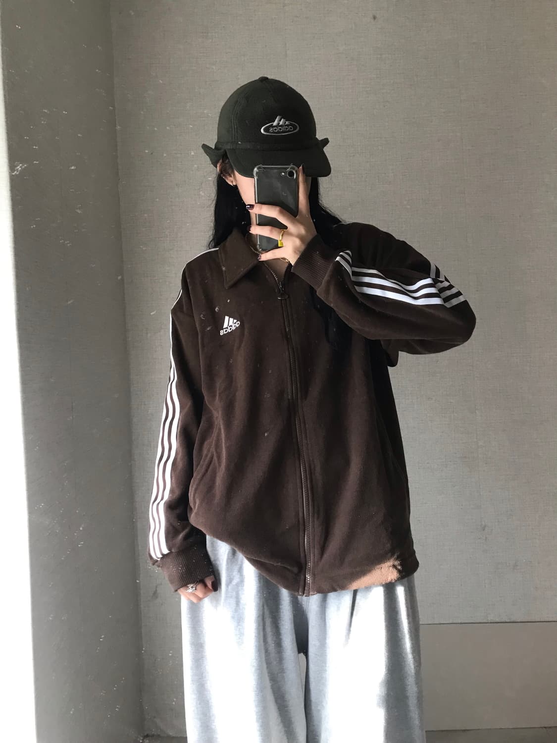 아디다스 90s 브라운 후리스 집업 상품이미지5