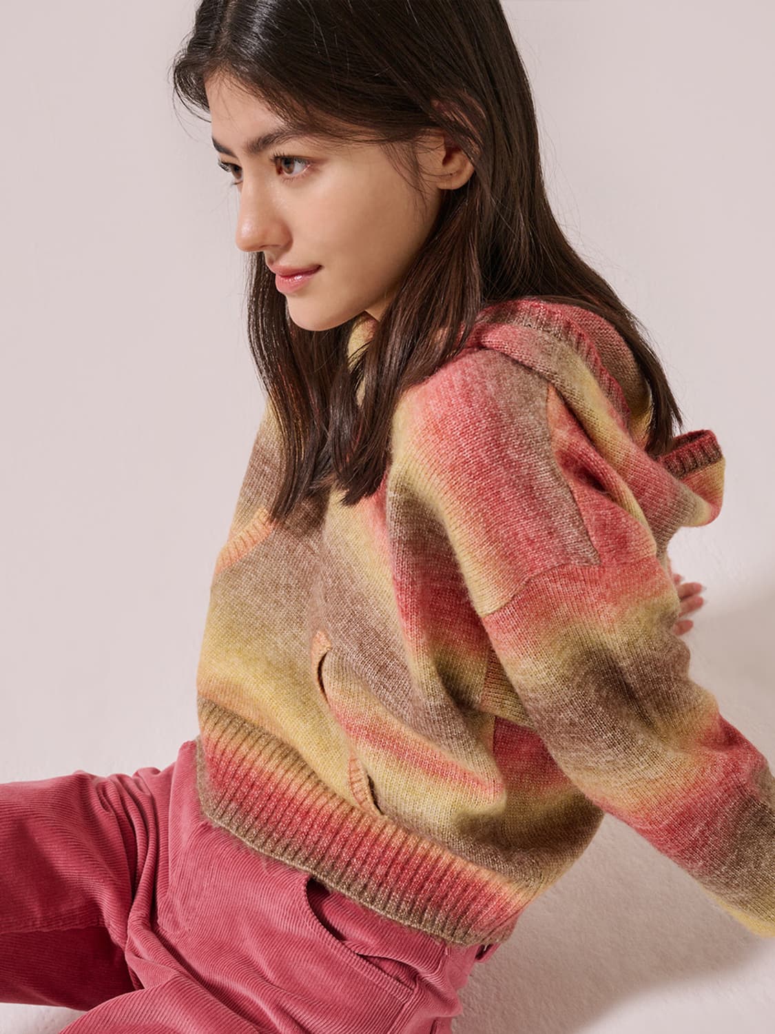 Gradation Knit Hoodie Brown 상품이미지7