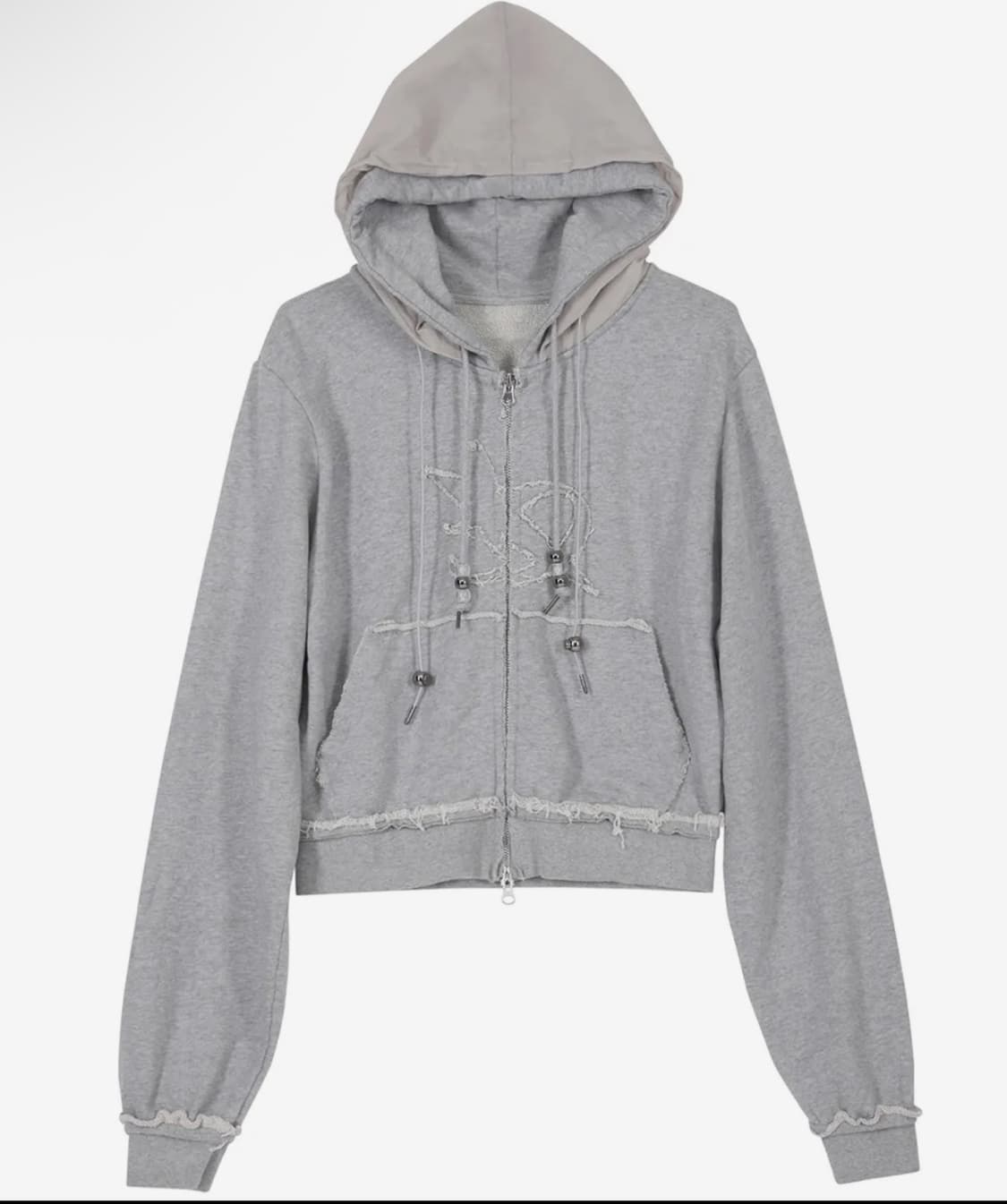 플레어업 레이어드 후드집업 그레이 2사이즈 상품이미지3