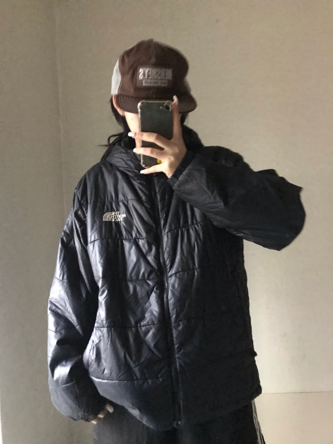 노페 블랙 후드 패딩 상품이미지1