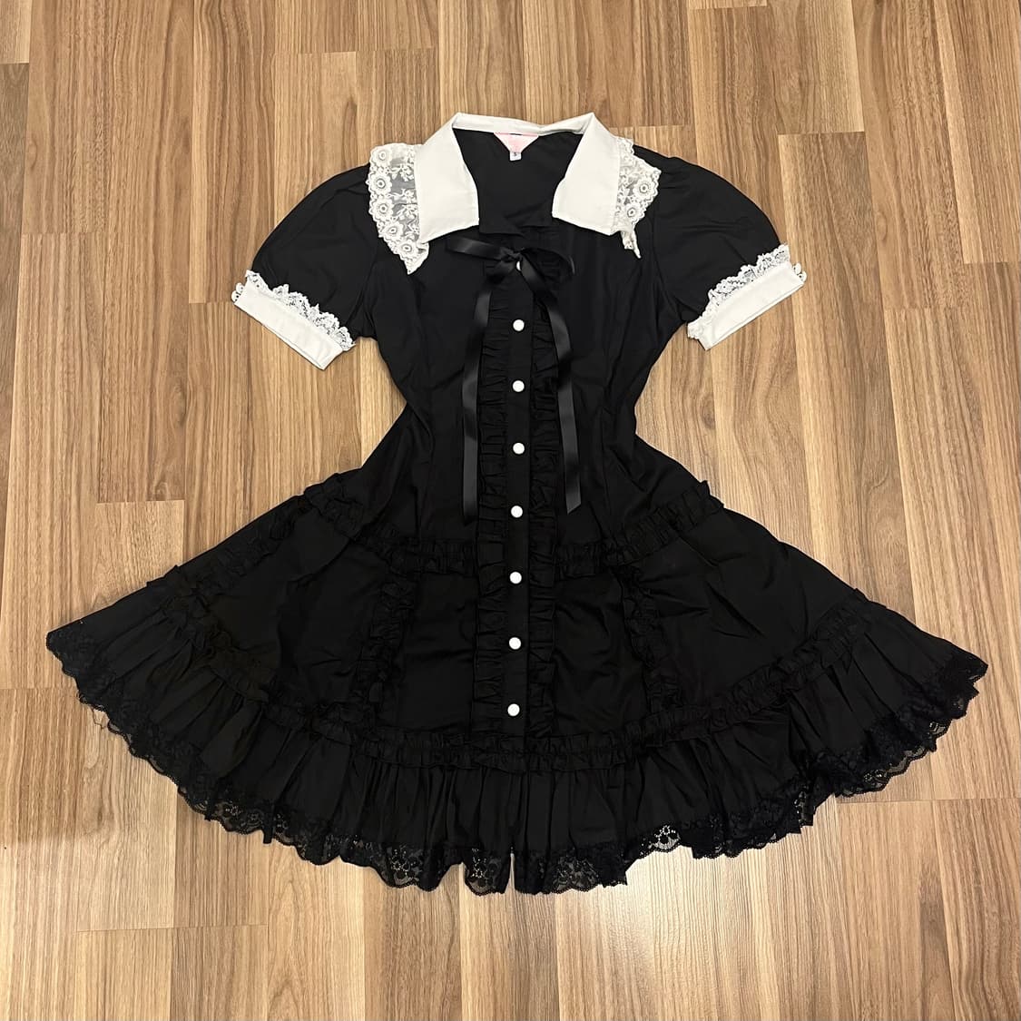 고스로리 로리타 레이스 프릴 반팔 원피스 상품이미지1