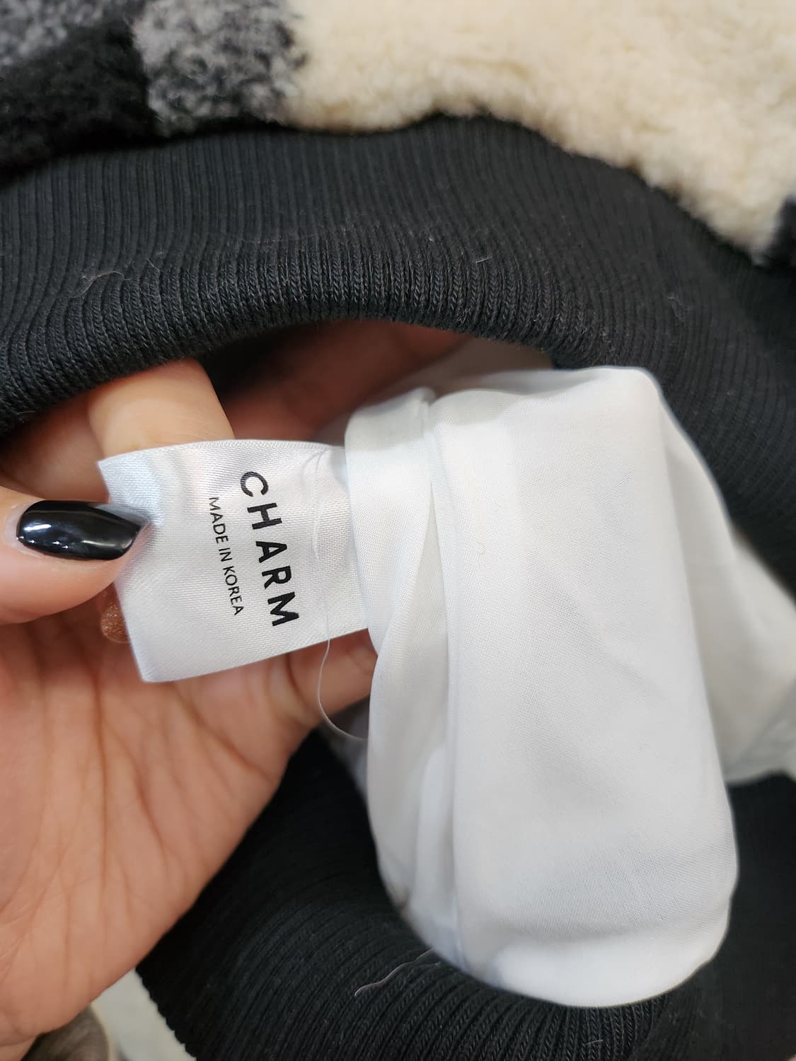 635) CHARM 체크 뽀글이 덤블 집업 자켓 상품이미지6