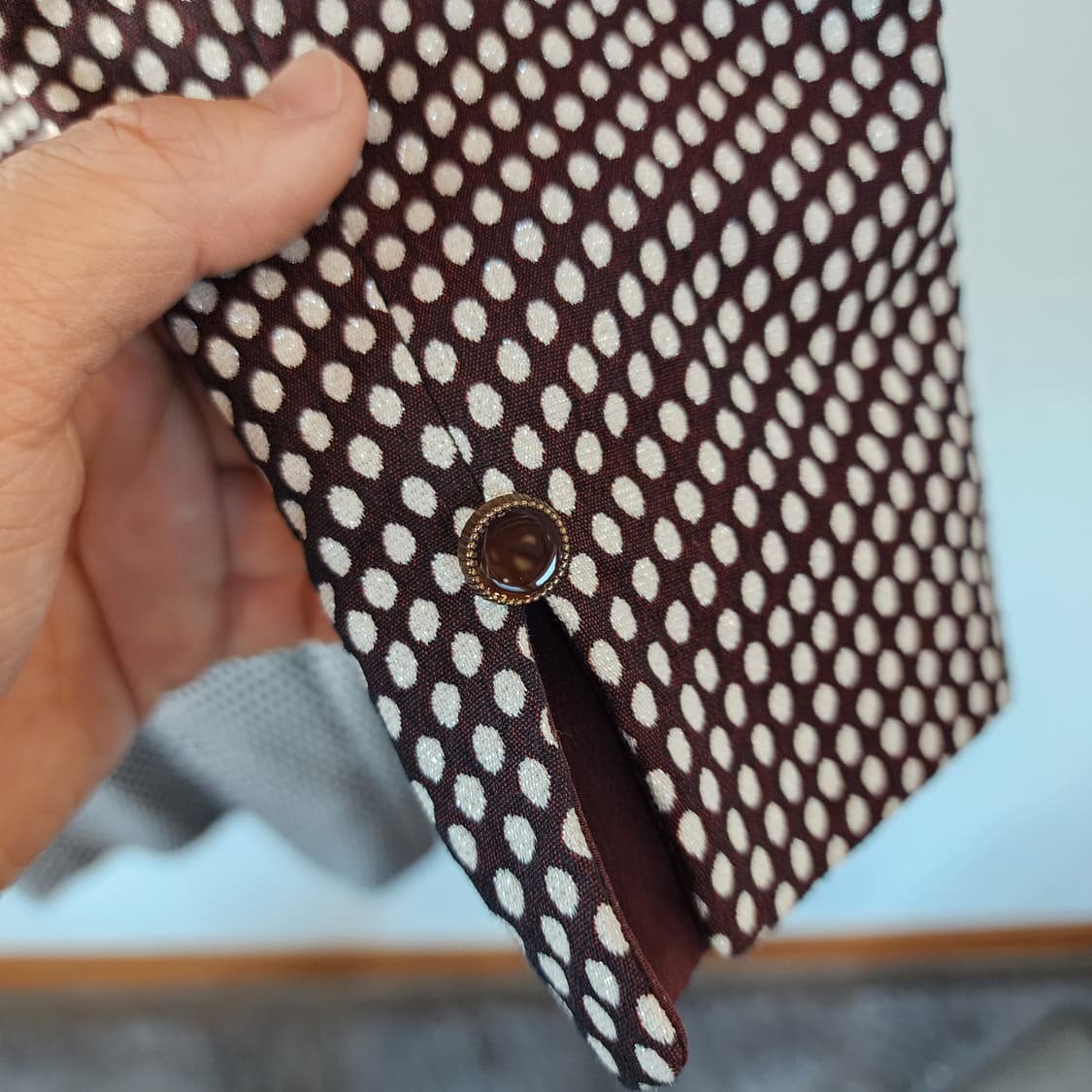 지고트 도트 패턴 긴팔 원피스 상품이미지4