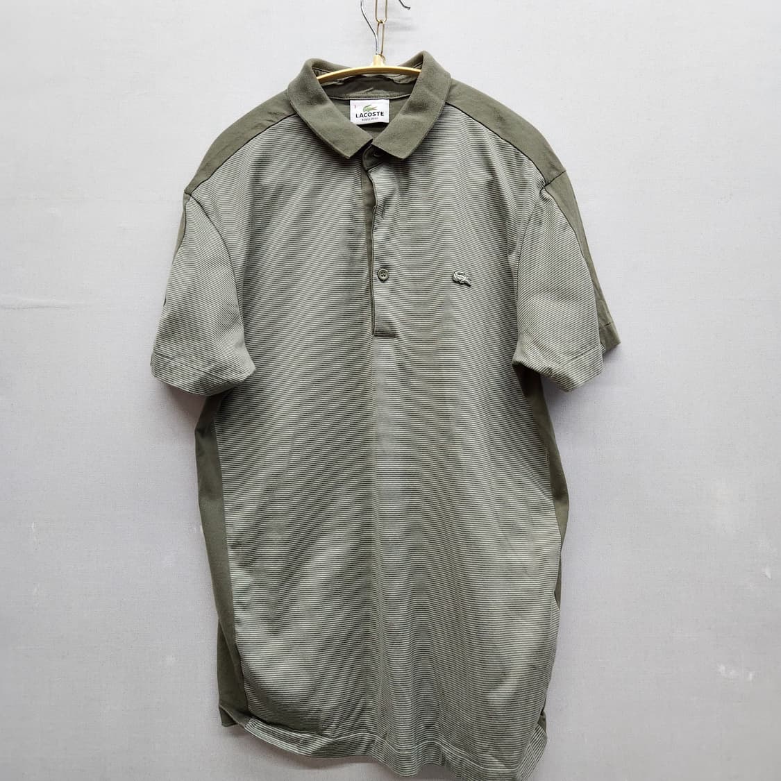 라코스테 스트라이프 올리브카키 반팔카라 3(M) 상품이미지1