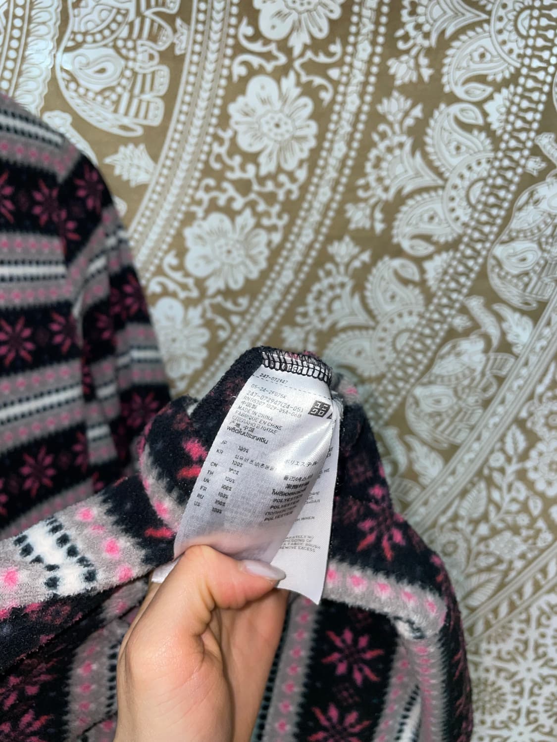 유니클로 여성 에스닉 핑크 배색 후리스  상품이미지7