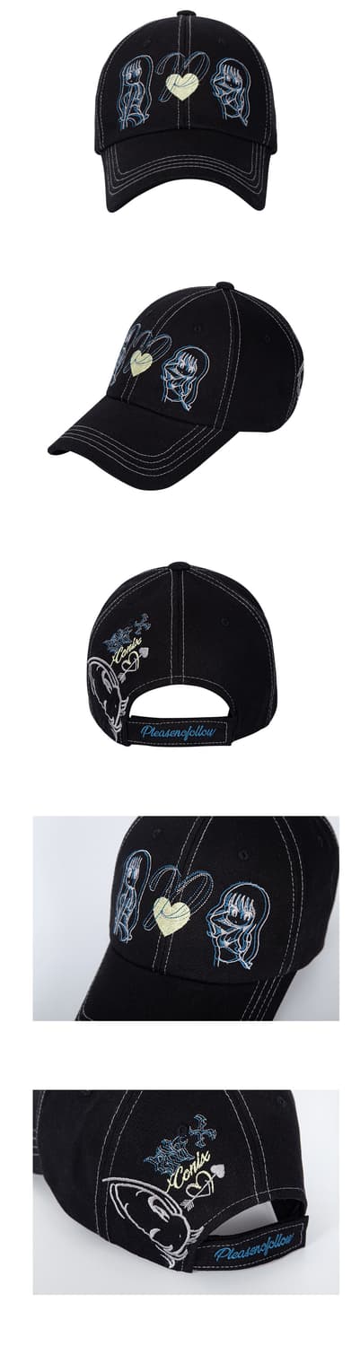미개봉) 플리즈노팔로우 stitch ball cap (black) 상품이미지2