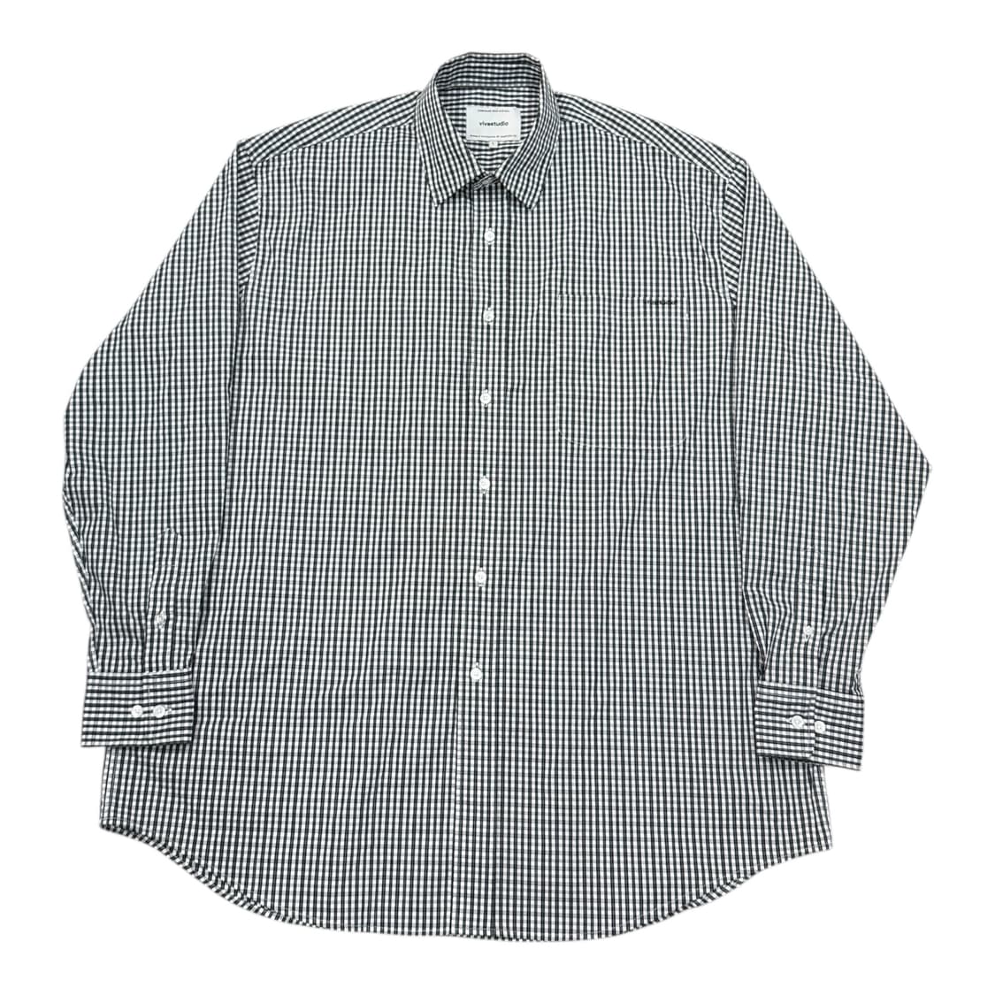 비바스튜디오 오버 체크셔츠 남방 L 블랙 화이트 상품이미지1