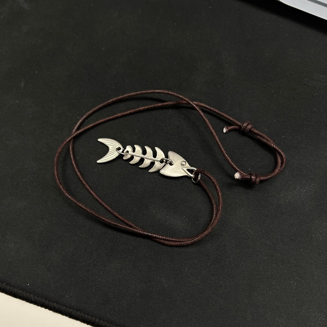 빈티지 물고기 뼈 펜던트 왁스끈 목걸이 상품이미지5
