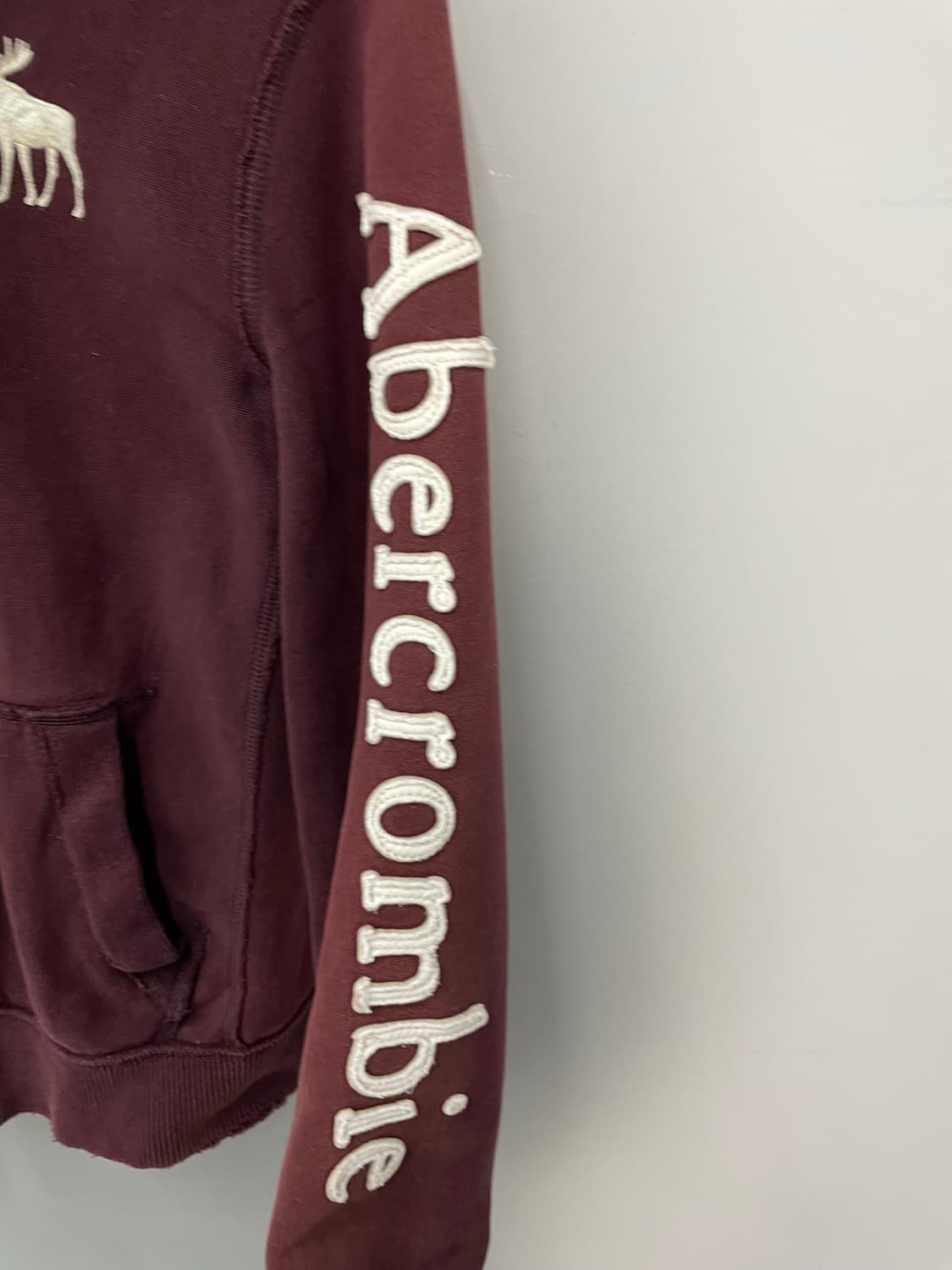아베크롬비 순록로고 버건디 후드집업 H1668 상품이미지4