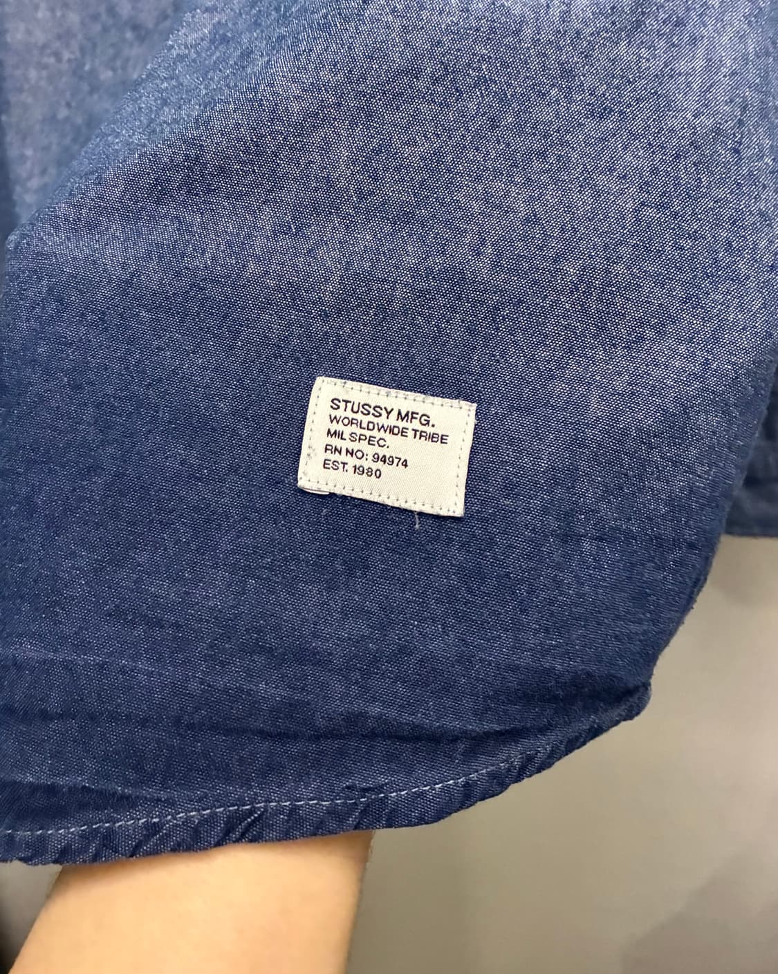 (L)Stussy 스투시 코튼 포켓 버튼다운 샴브레이셔츠 데님셔츠 상품이미지6