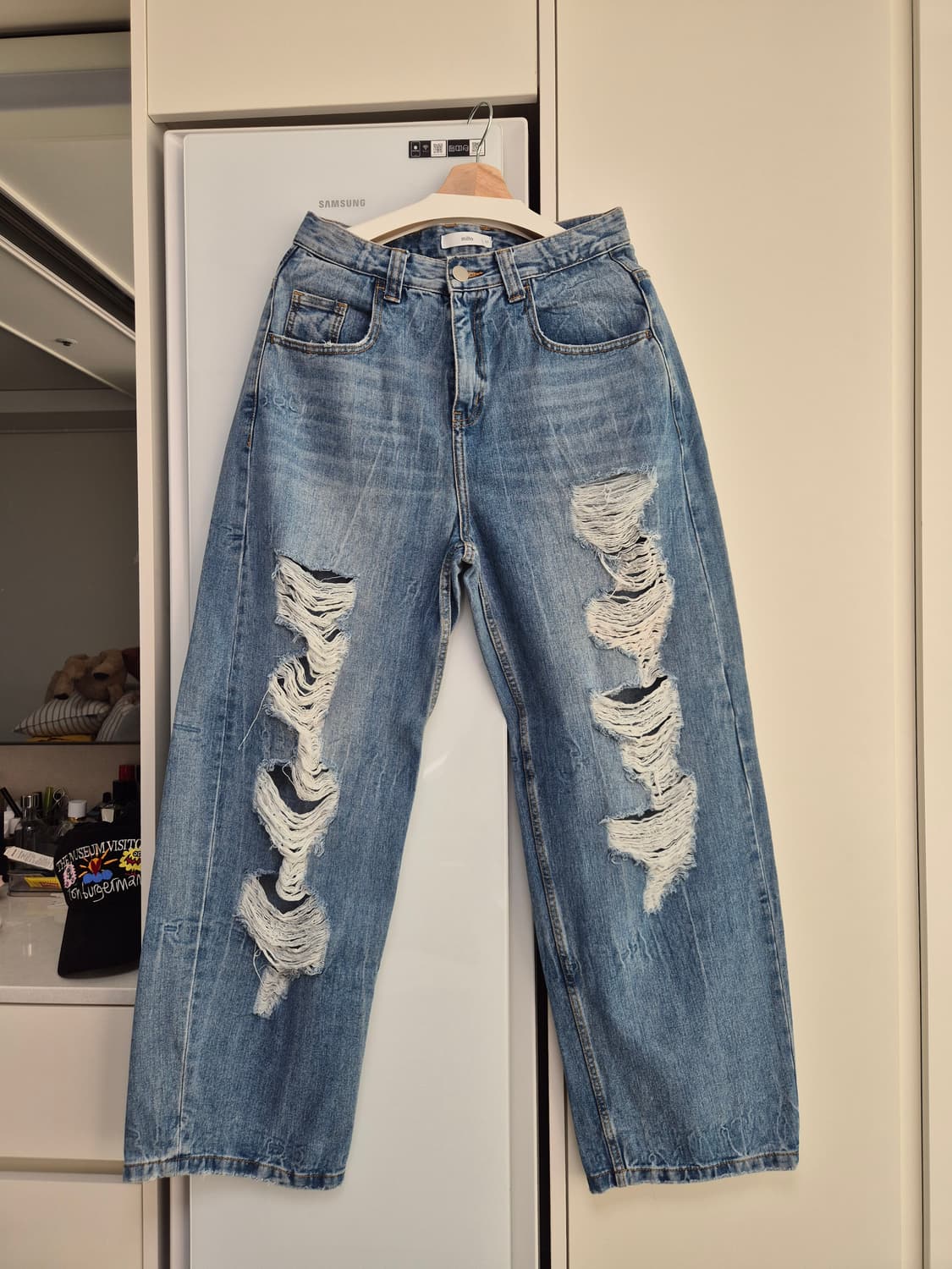 밀로아카이브 리플렉트 커브드 데미지 팬츠 라이트블루 M 상품이미지3