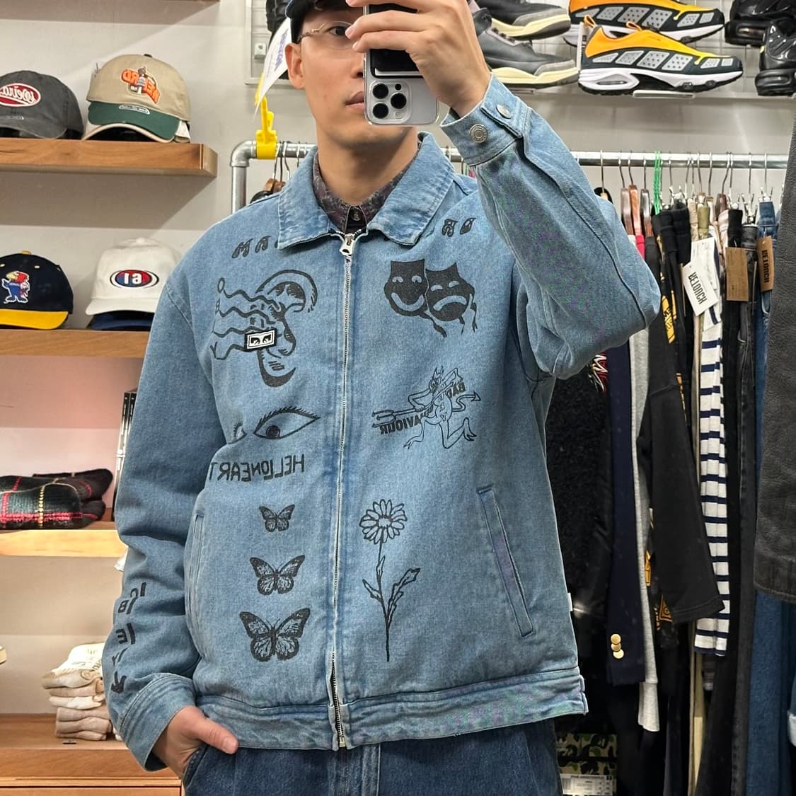 오베이 페인팅 데님 집업 자켓 상품이미지10