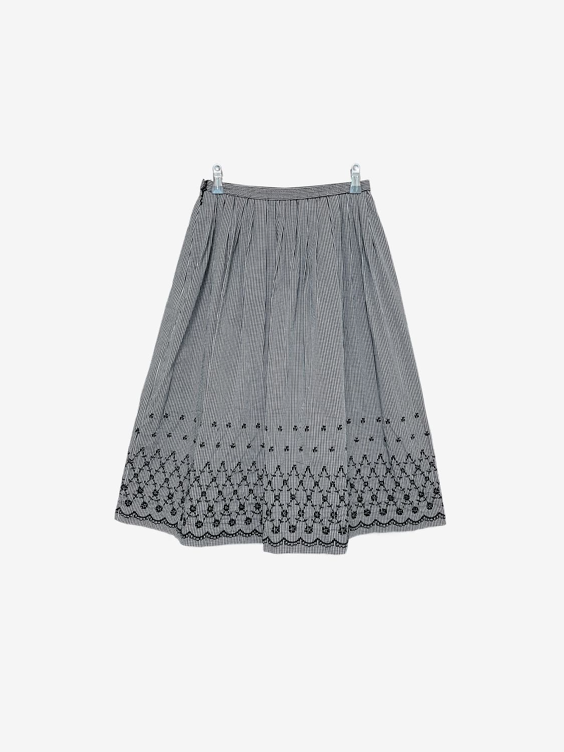 Gingham Midi Skirt - Black 상품이미지6