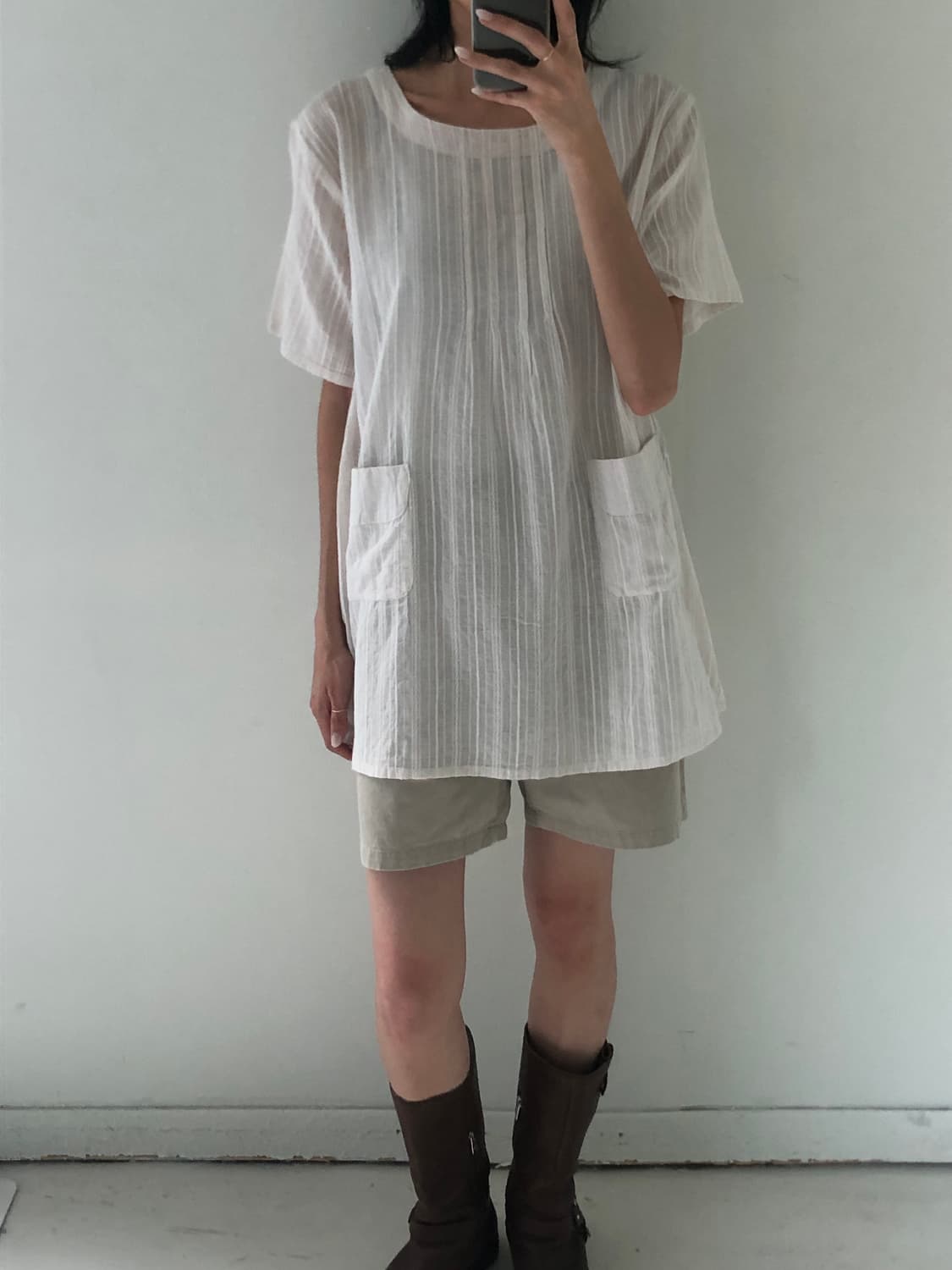 일본빈티지 화이트 반팔 블라우스 상품이미지2