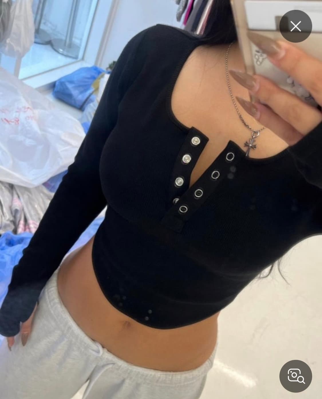 플리즈노팔로우 제니탑 블랙 긴팔 상품이미지1