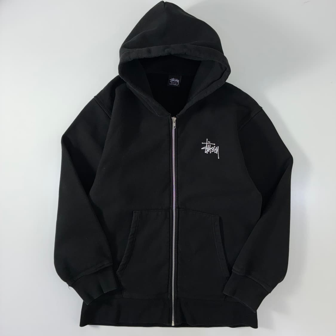 Stussy 스투시 블랙 스탁 로고 후드집업 상품이미지2