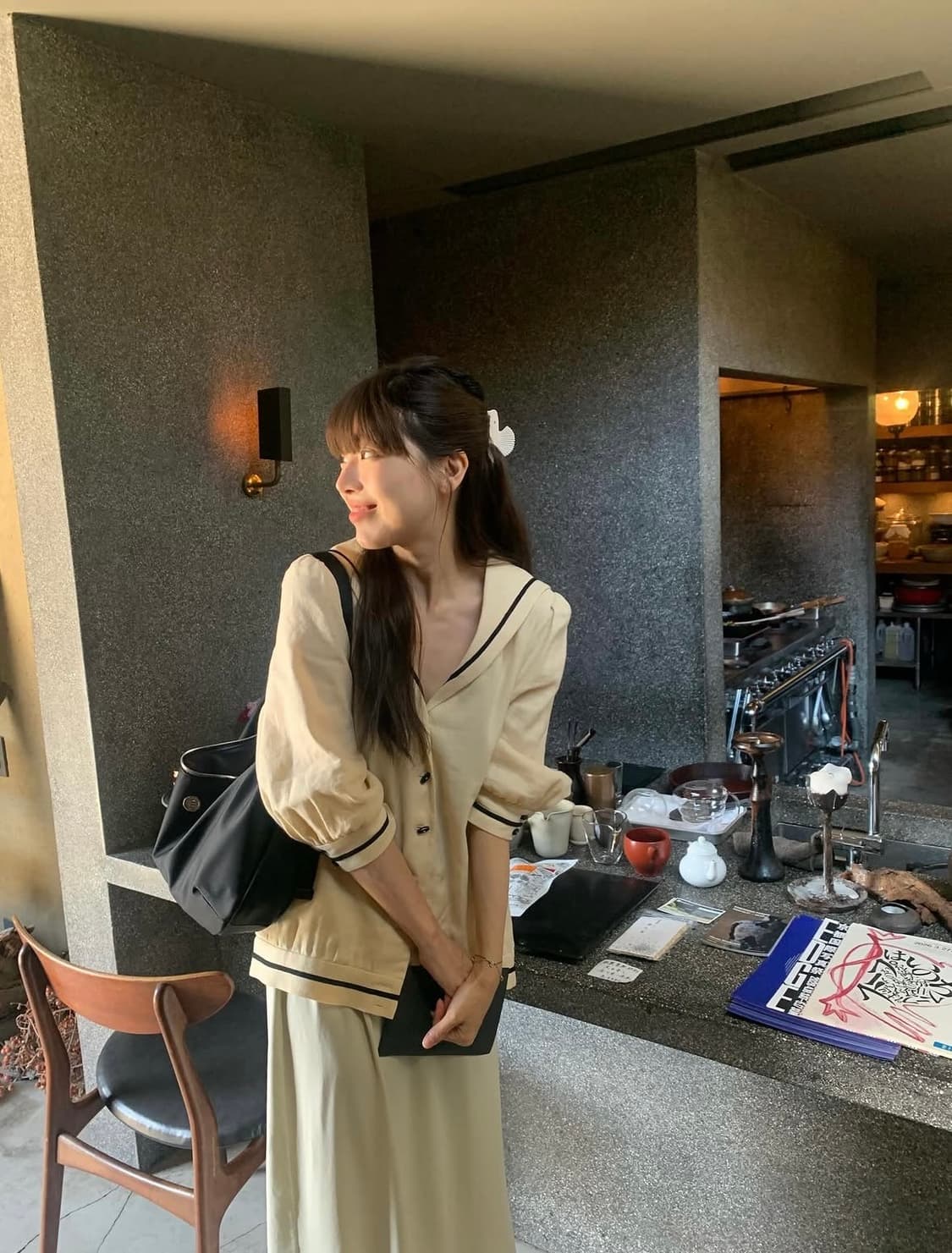 VIA 비아플레인 세일러 블라우스 아이보리 상품이미지2