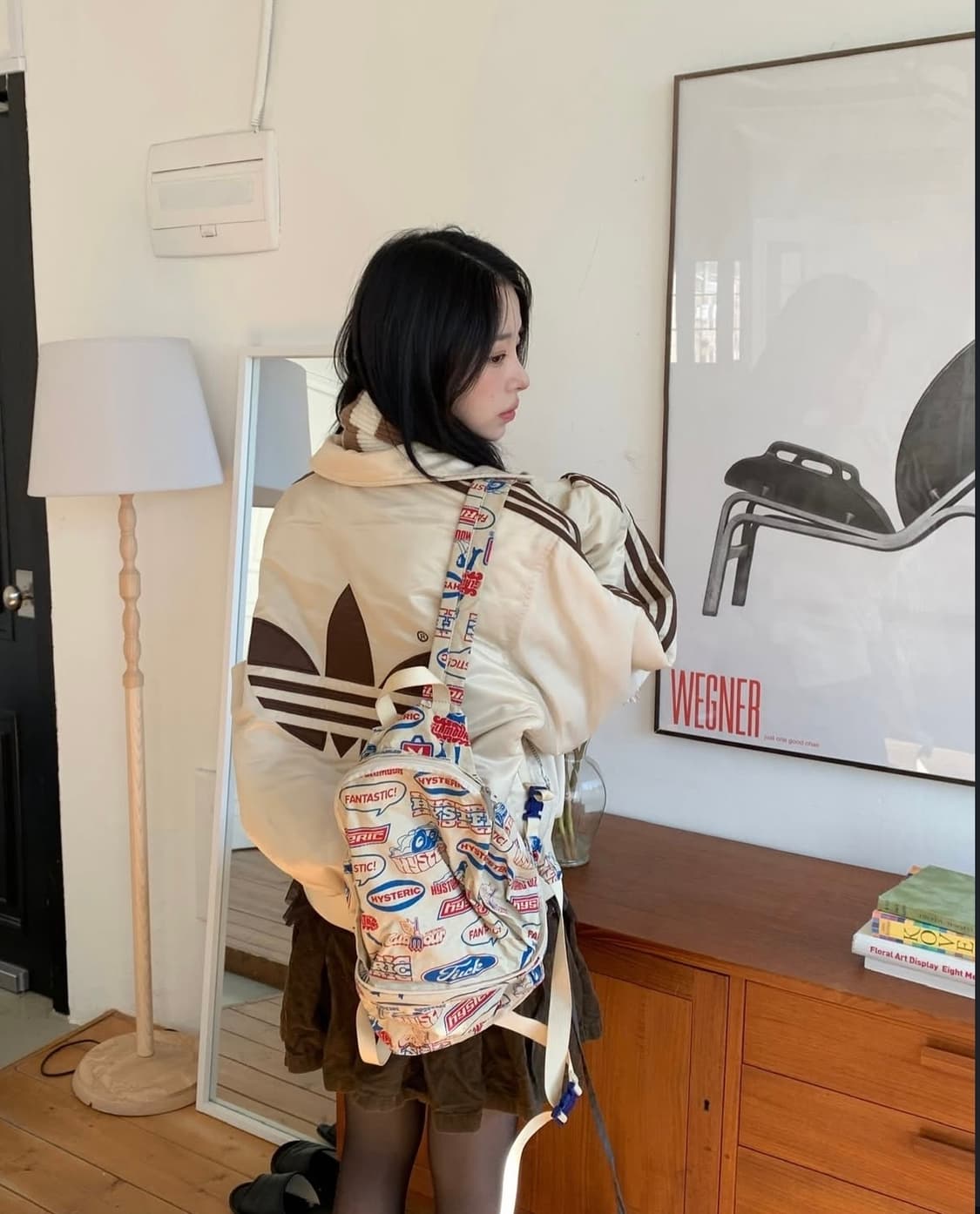 아디다스 빅로고 점퍼 항공점퍼 베이지 브라운 상품이미지2