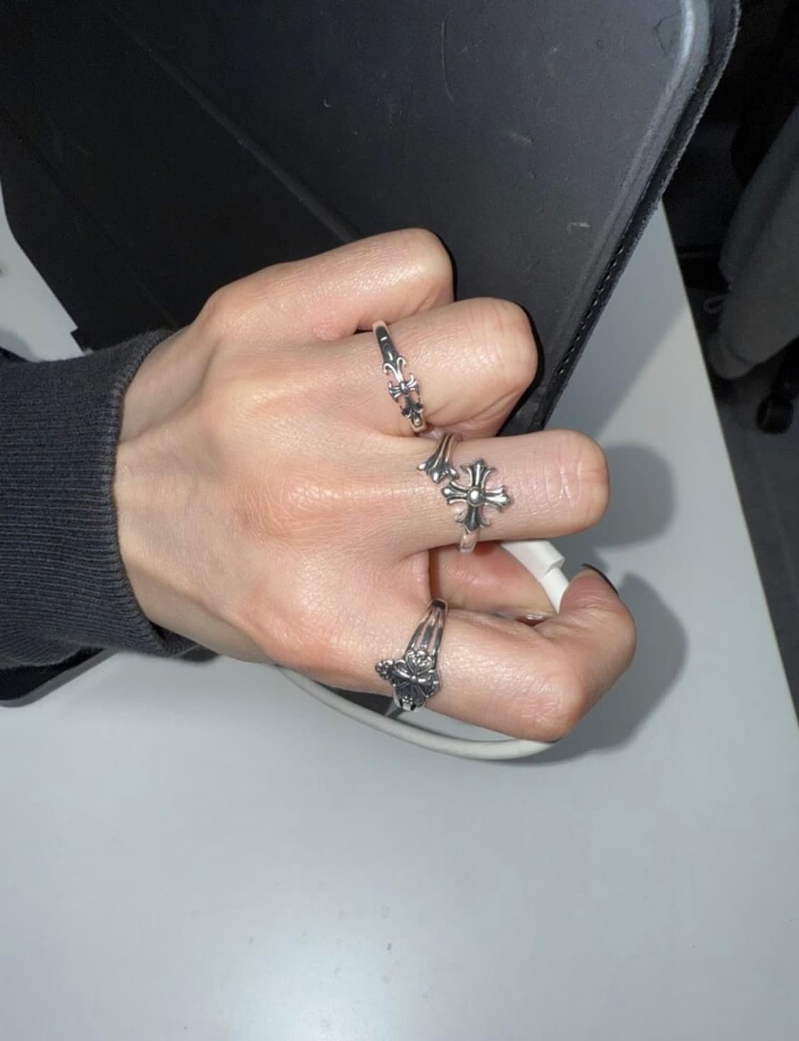 <남녀공용>실버925 오픈링 실버링 은반지 빈티지링 크로스링 상품이미지7