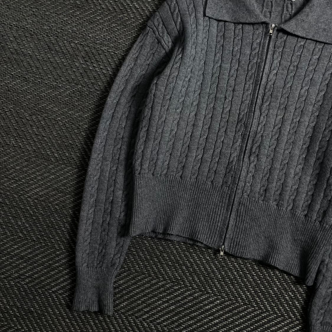 TWEE 빈티지 꽈배기 니트 집업 그레이o 4288 상품이미지2