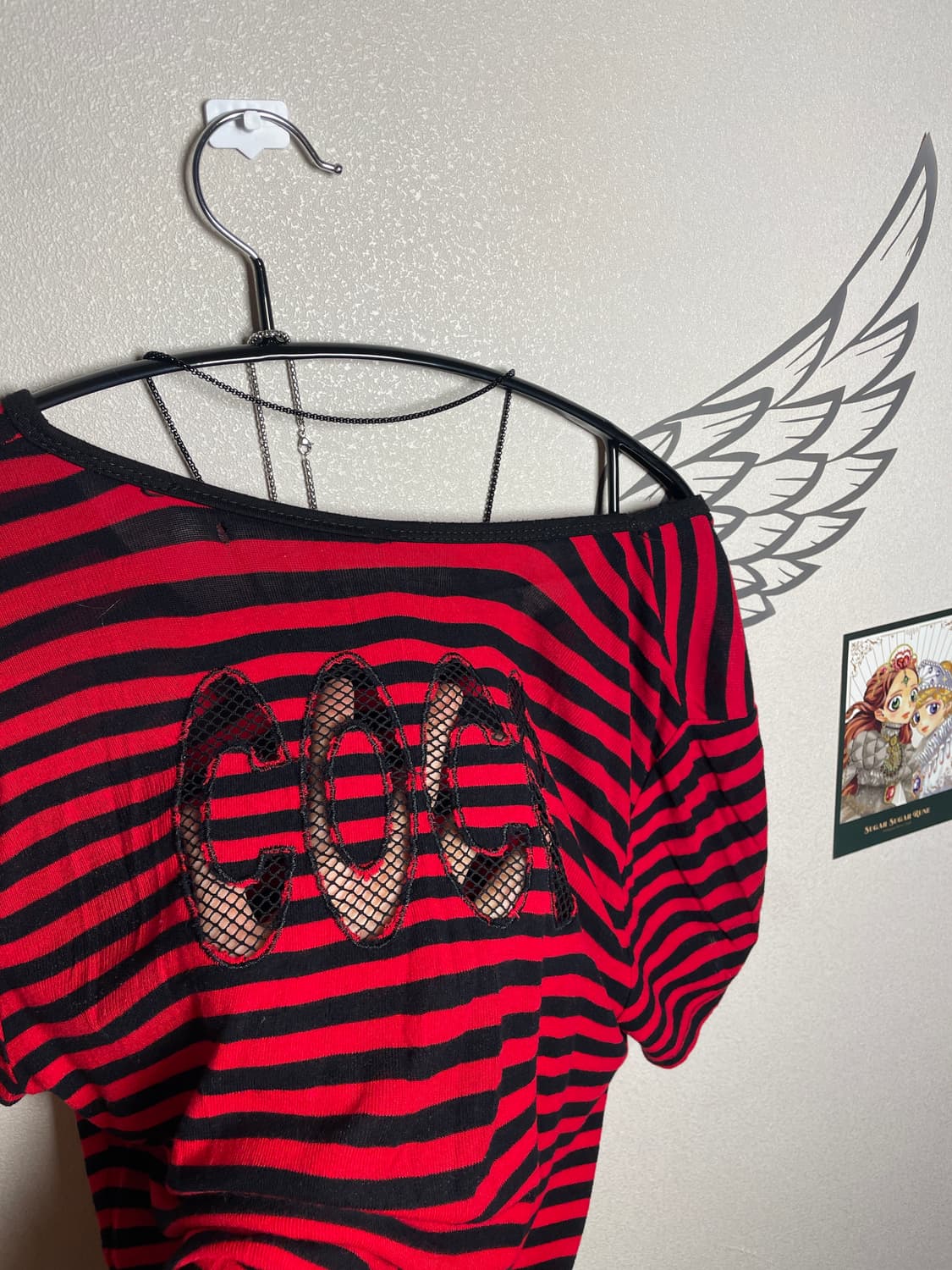 빈티지 펑크 레드 스트라이프 반팔티 상품이미지4