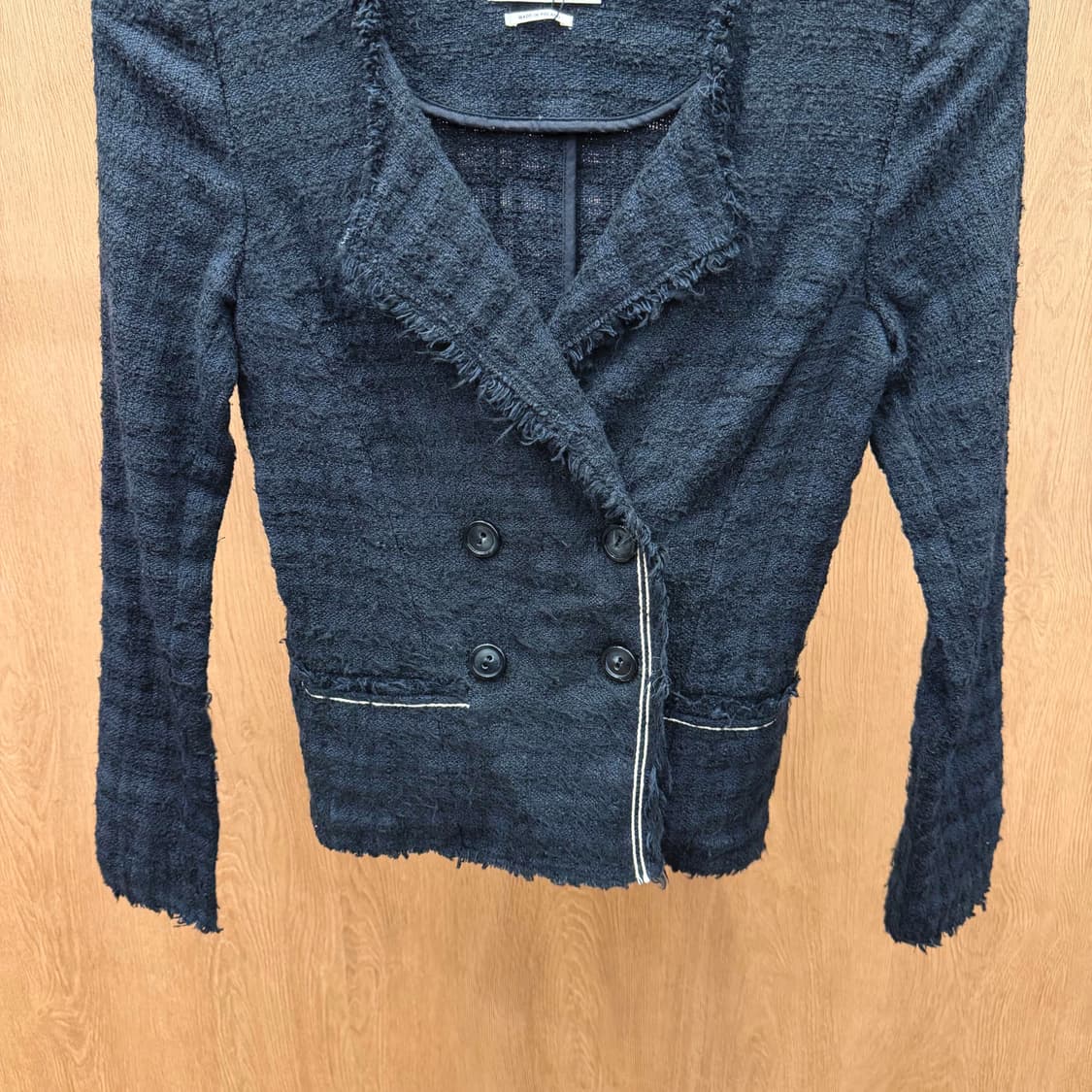 이자벨마랑 에뚜왈 트위드 자켓 더블 버튼 프린지 디테일 슬림핏 블랙 상품이미지4