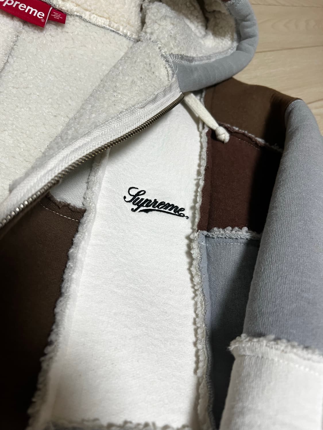 슈프림 포우 셔링 집업 후드 내추럴 M 상품이미지3