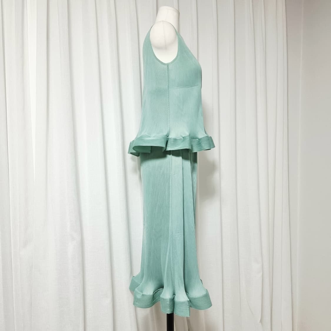 플리츠 투피스 슬리브리스 블라우스 스커트 치마 셋업 세트 (프리) 새상품 상품이미지2