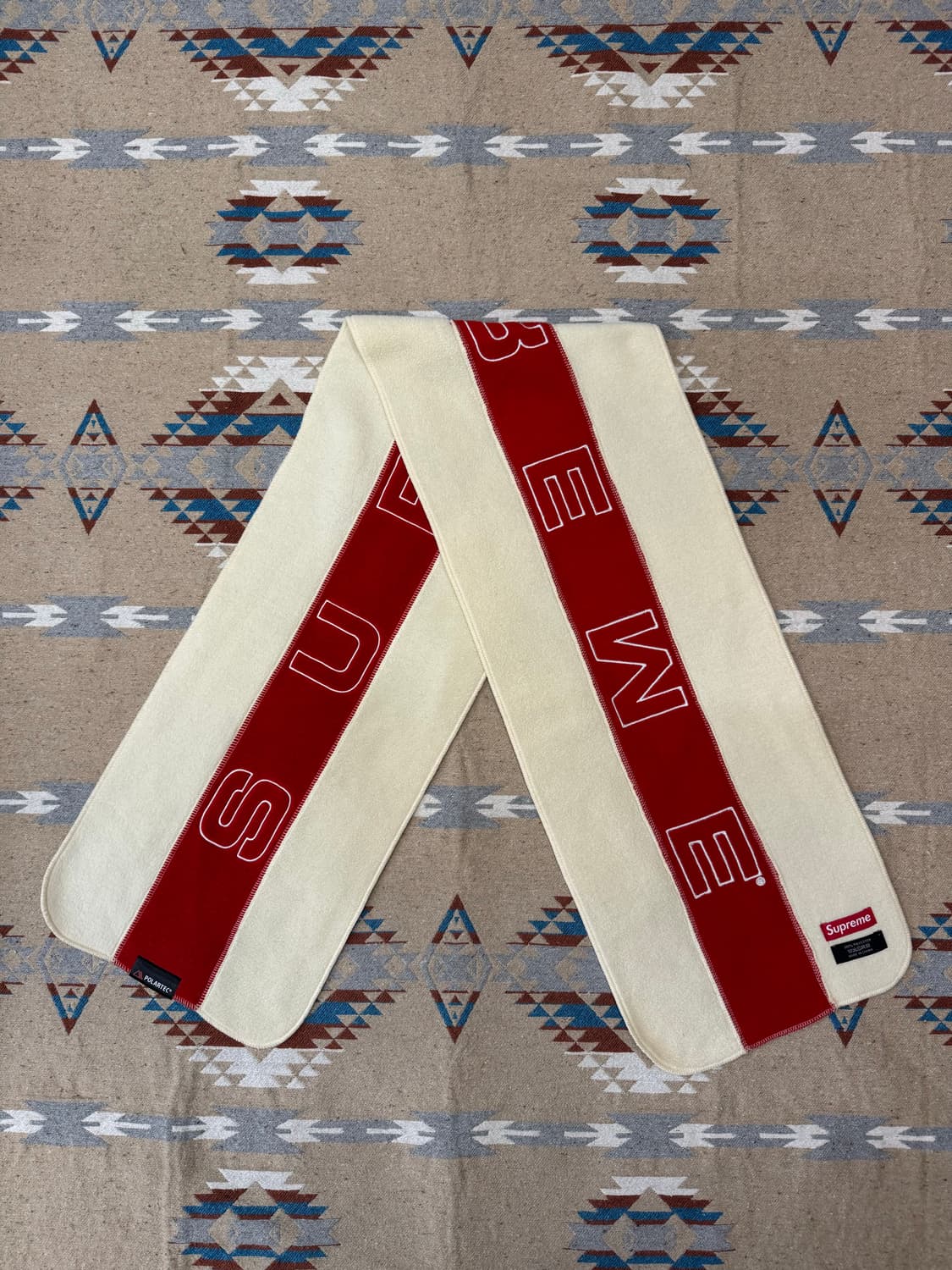 [OS] 슈프림 로고 폴라텍 머플러 화이트 상품이미지2