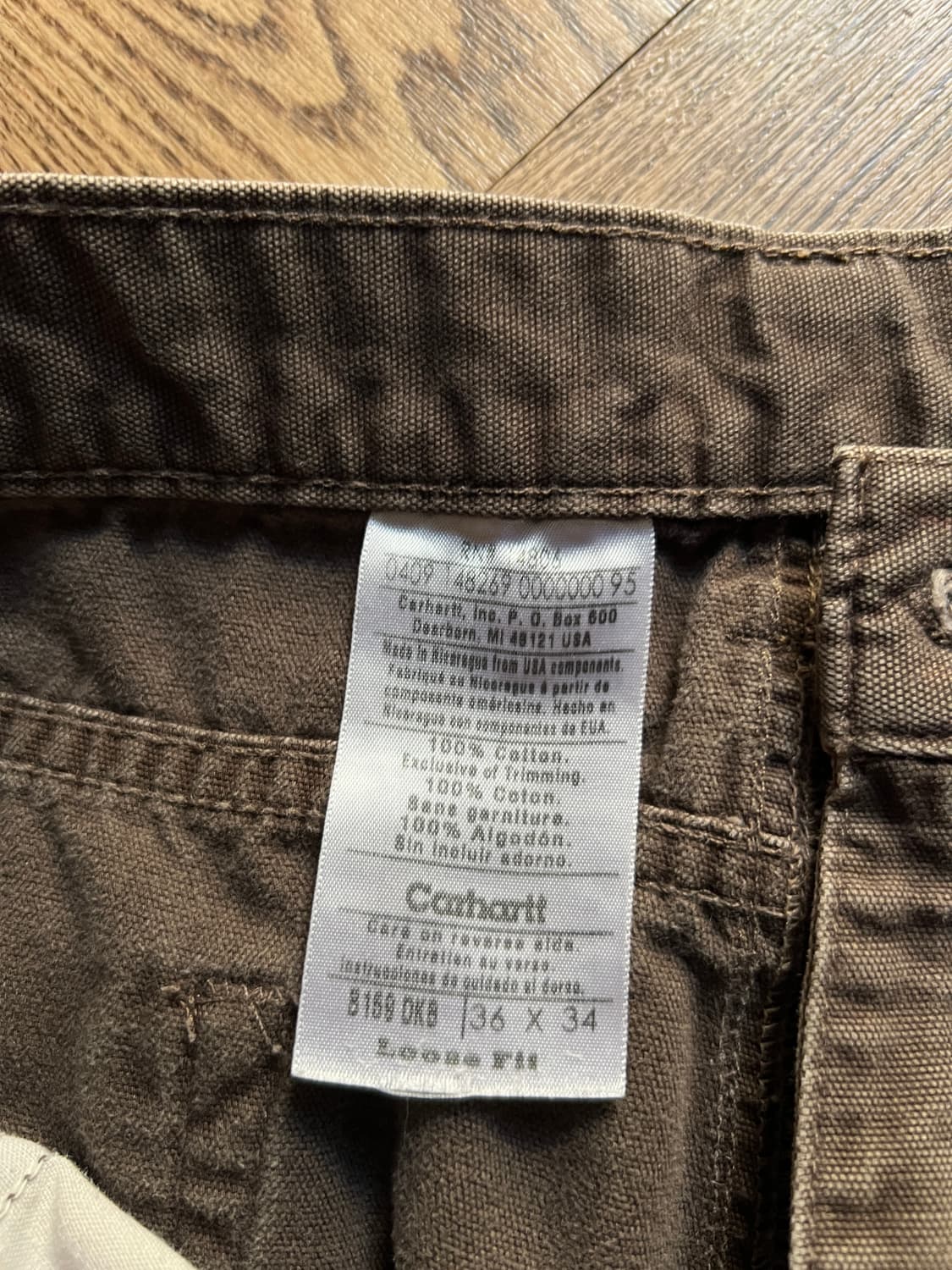 [36]칼하트 USA 빈티지 워싱 다크브라운 싱글니 워크 팬츠 상품이미지8