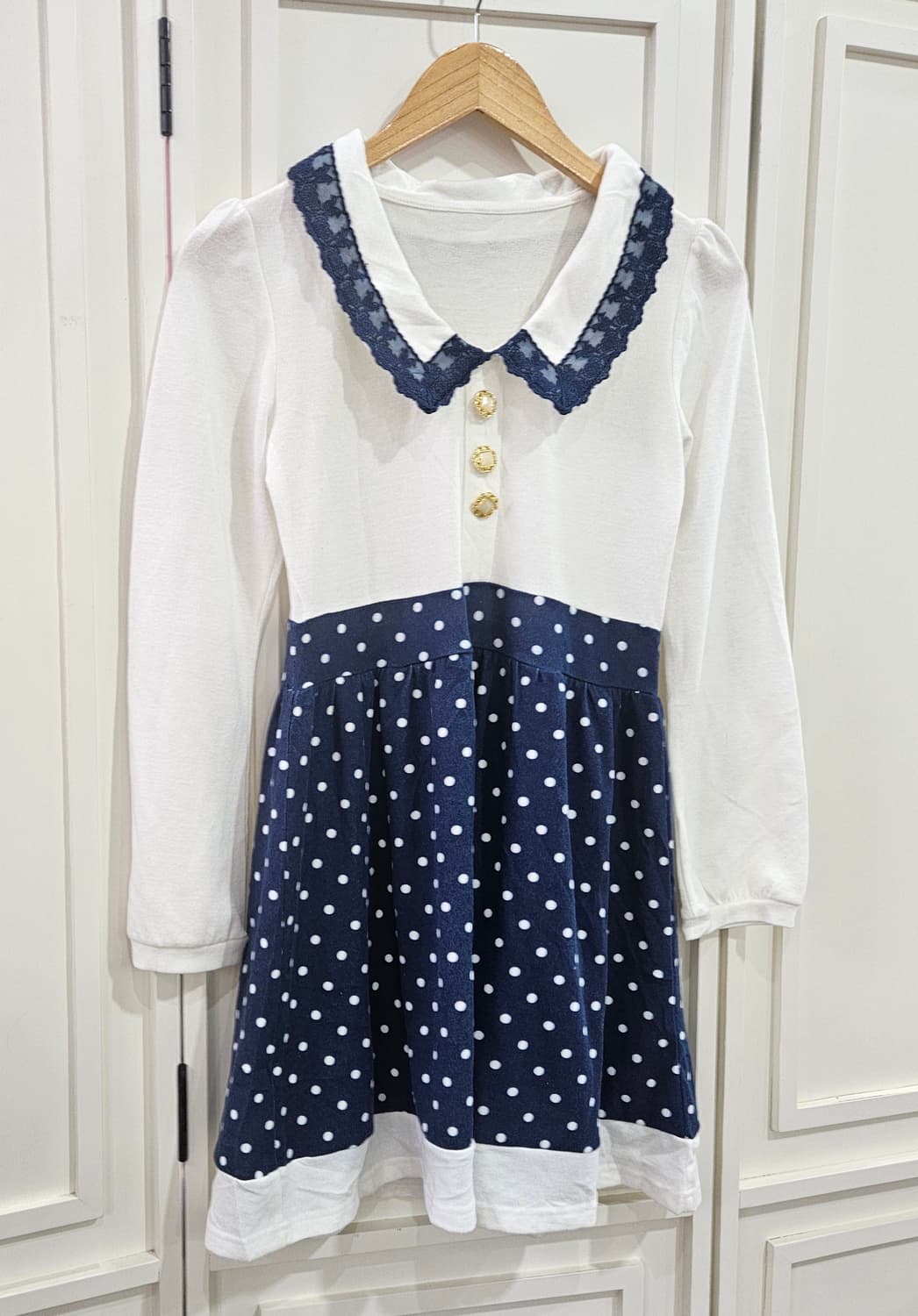 도트 긴팔 원피스 상품이미지2