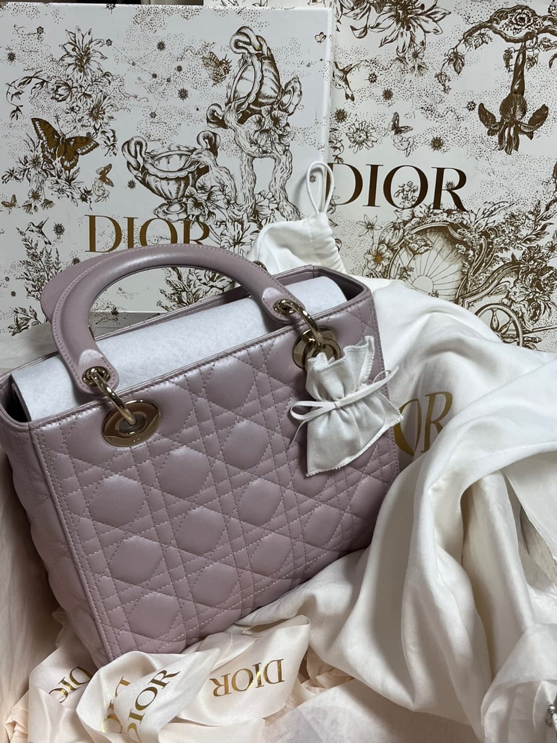 레이디디올백 펄핑크/블러쉬핑크 미듐 상품이미지7