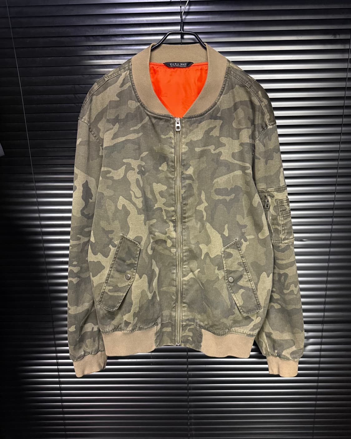 자라 카모 봄버 블루종 ma-1 항공 점퍼 코튼 빈티지 워싱 밀리터리 L 상품이미지2