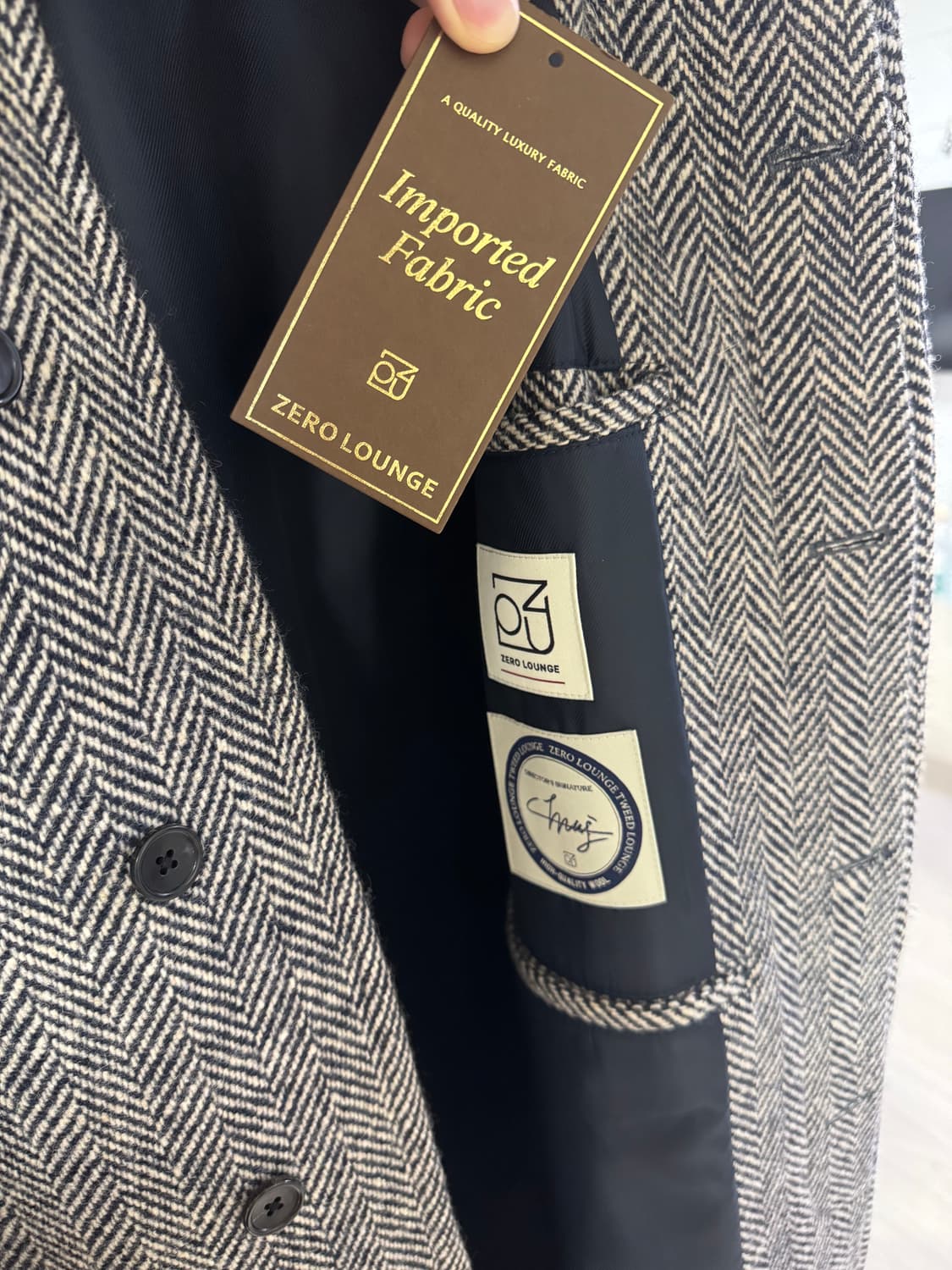 제로라운지 25FW Magee 마지 원단 도네갈 헤링본 발마칸 코트 L 상품이미지5