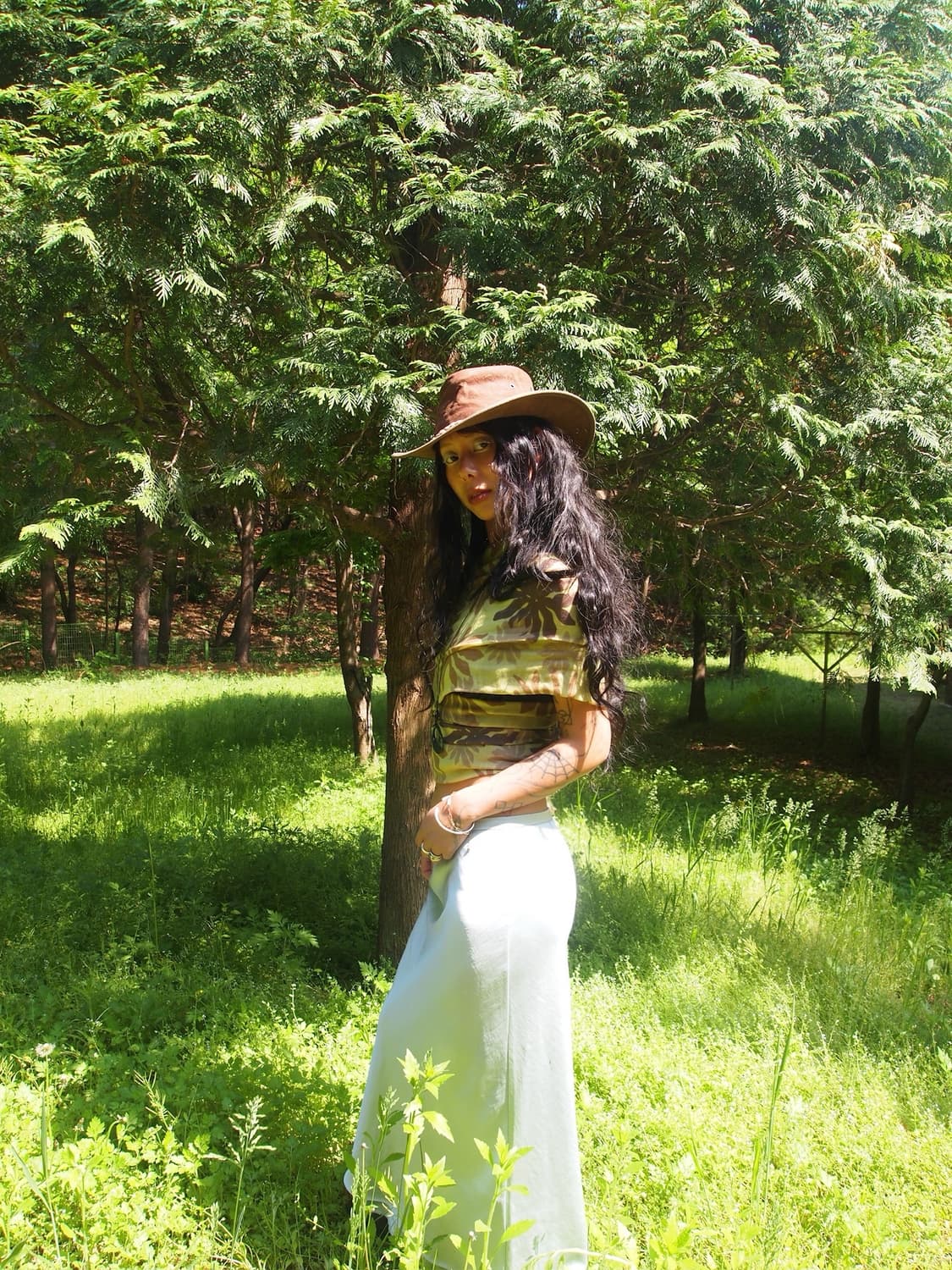 green flower scarf 플라워 스카프 상품이미지2