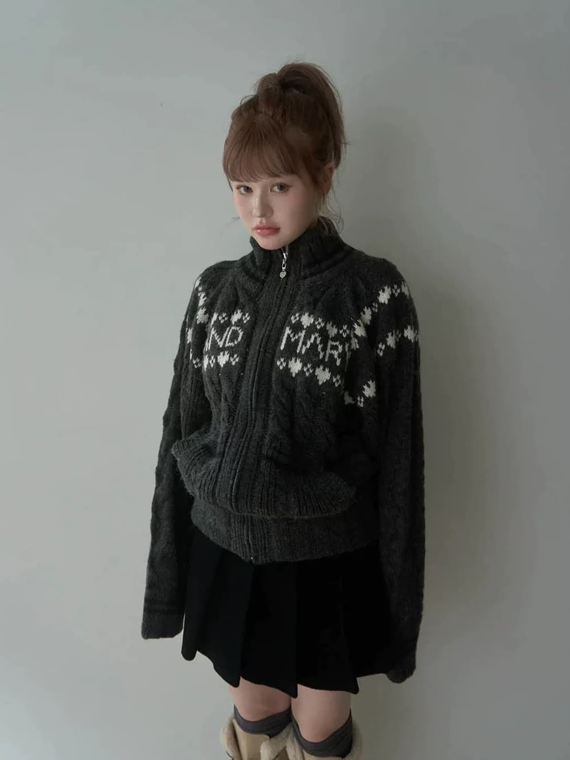 앤드마리 andmary 스나계 니트 집업 상품이미지1