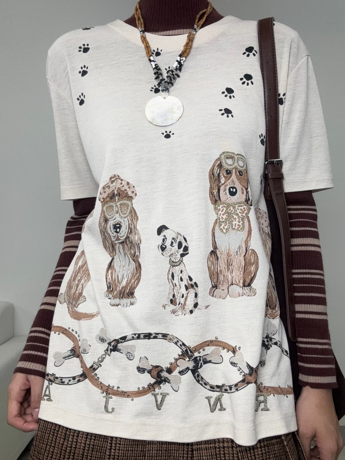 빈티지 브라운 롱슬리브 반팔 모리 코디 세트 상품이미지6