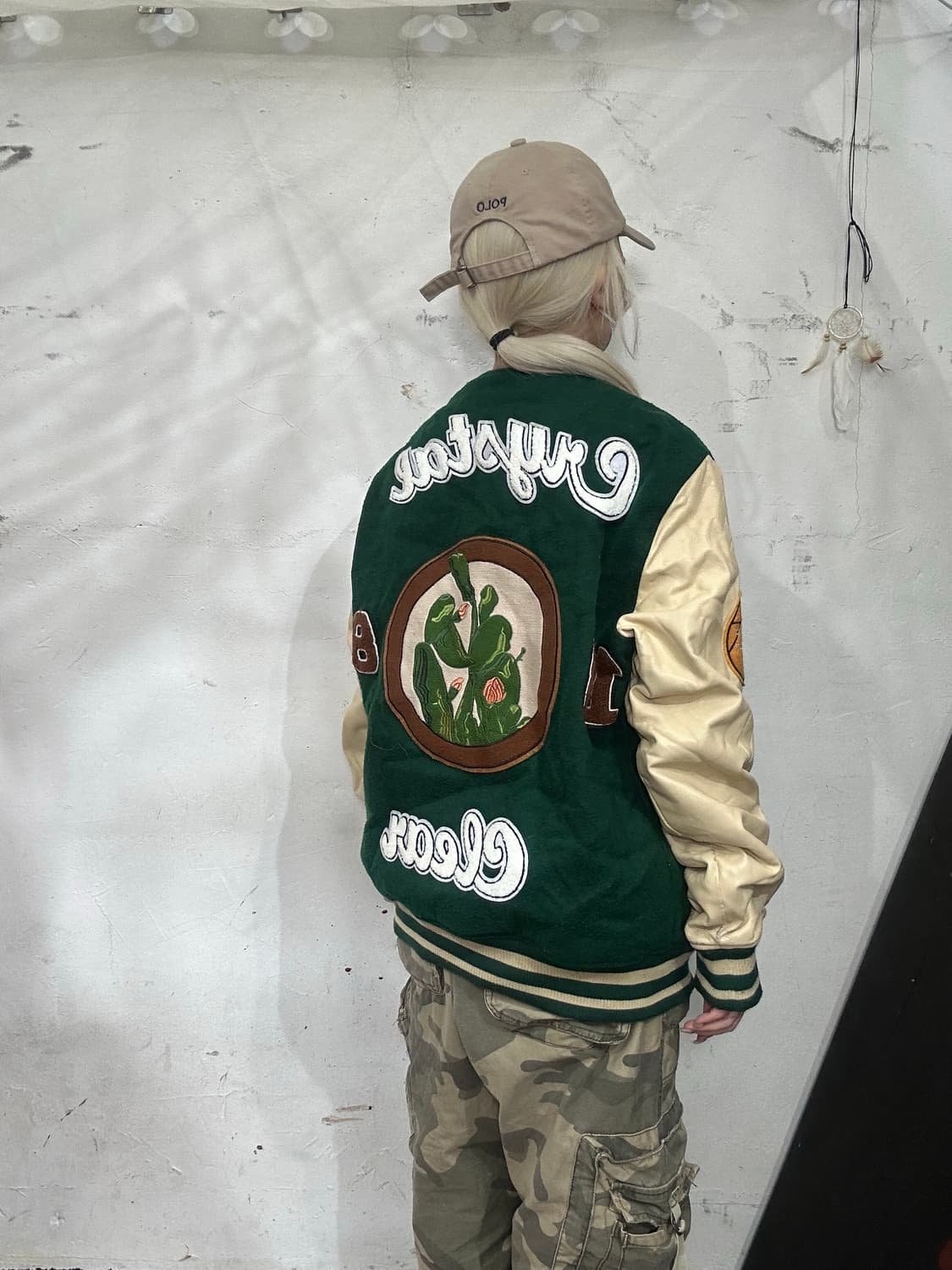 자라 그린 가죽 자수 바시티 야구 잠바 봄버 점퍼  상품이미지3