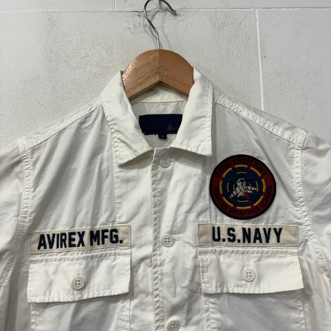 아비렉스 U.S.NAVY 반팔 셔츠 흰색 상품이미지2