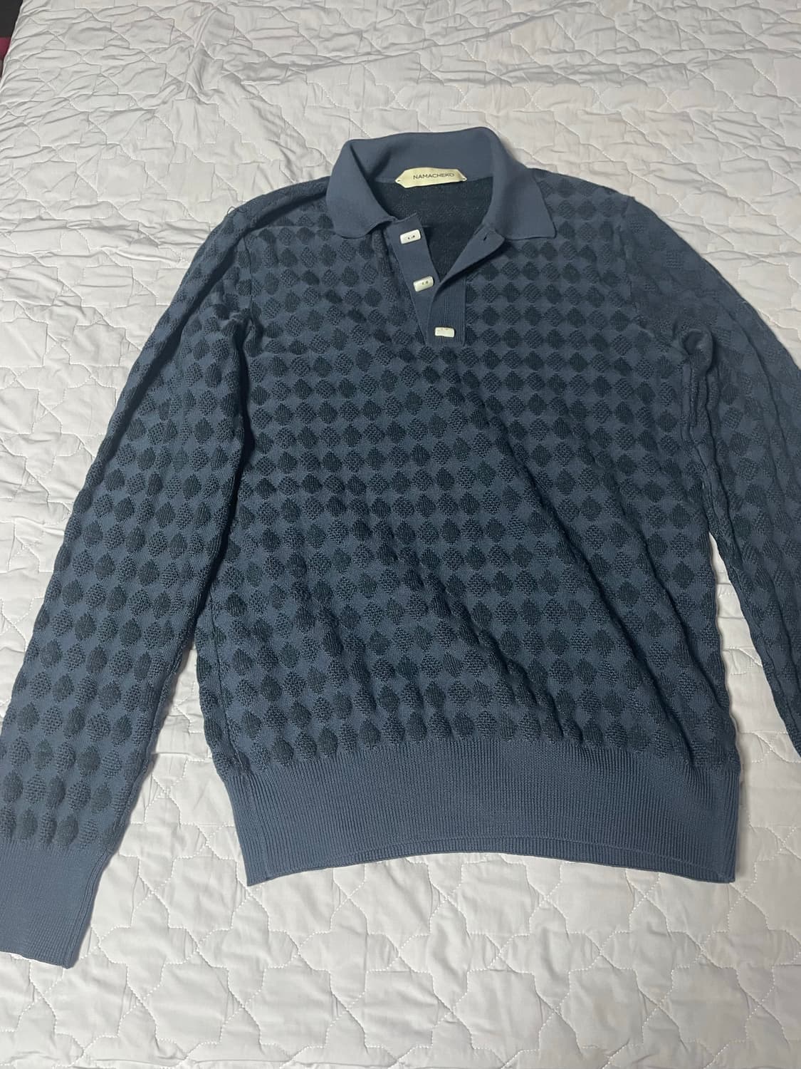 Namacheko diamond polo knit (blue) 상품이미지1