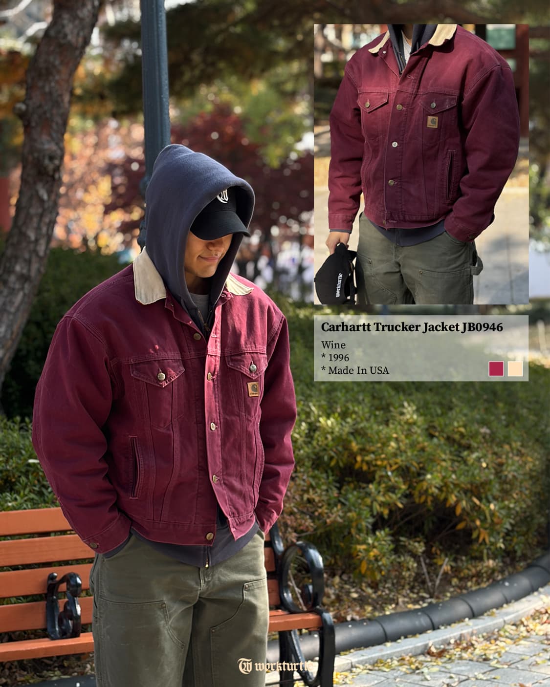 90s 칼하트 트러커 JB0946 WINE L USA🇺🇸 상품이미지2