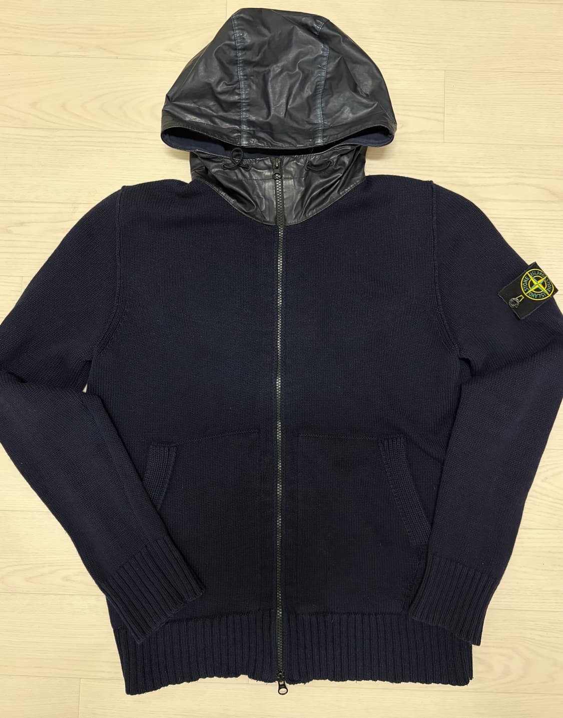 스톤아일랜드 니트 나일론 후드 집업 네이비 XL 상품이미지1