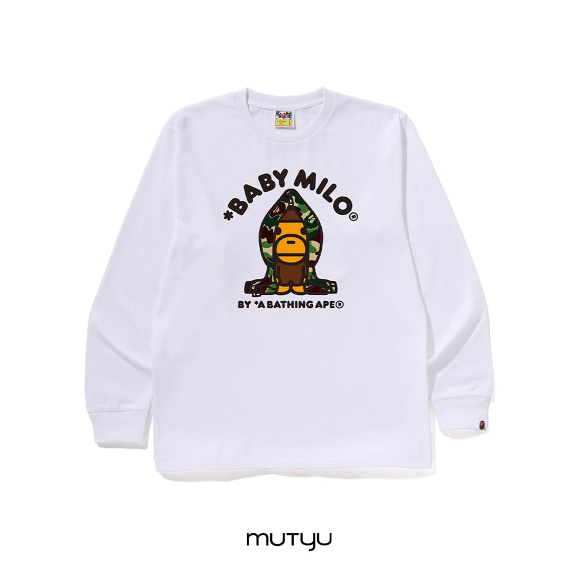 베이프 ABC 카모 마일로 후드 롱슬리브 티셔츠 화이트 그린 상품이미지1