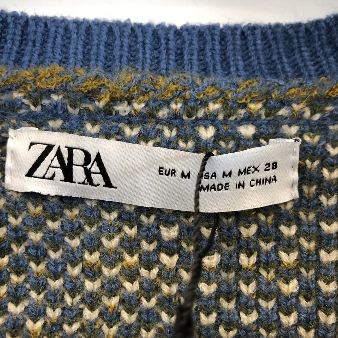 자라 (새상품) 자카드 아가일 울 크롭가디건 M 상품이미지5