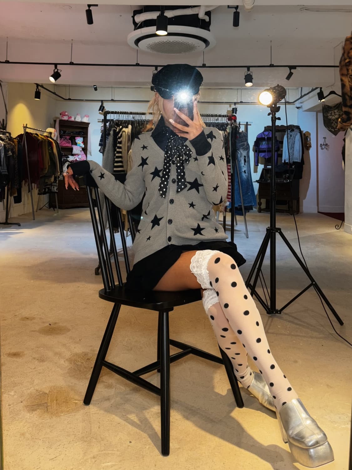 별 패턴 가디건 상품이미지6